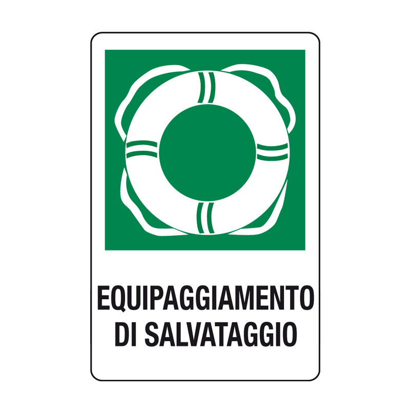 EQUIPAGGIAMENTO DI SALVATAGGIO CARTELLO ALLUMINIO 330X500 EMERGENZA