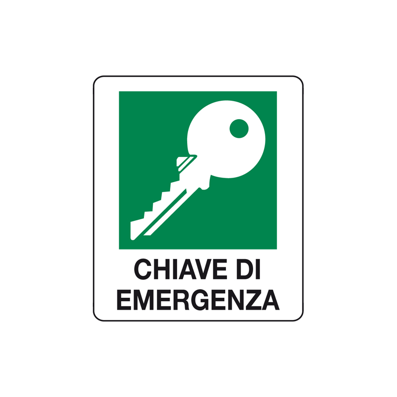 CHIAVE DI EMERGENZA CARTELLO ALLUMINIO 150X175 EMERGENZA