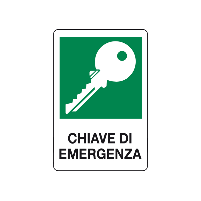 CHIAVE DI EMERGENZA CARTELLO ALLUMINIO 200X300 EMERGENZA
