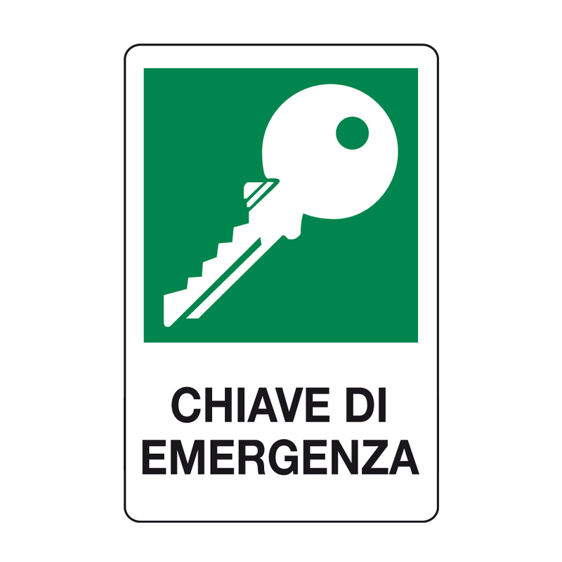 CHIAVE DI EMERGENZA CARTELLO ALLUMINIO 330X500 EMERGENZA