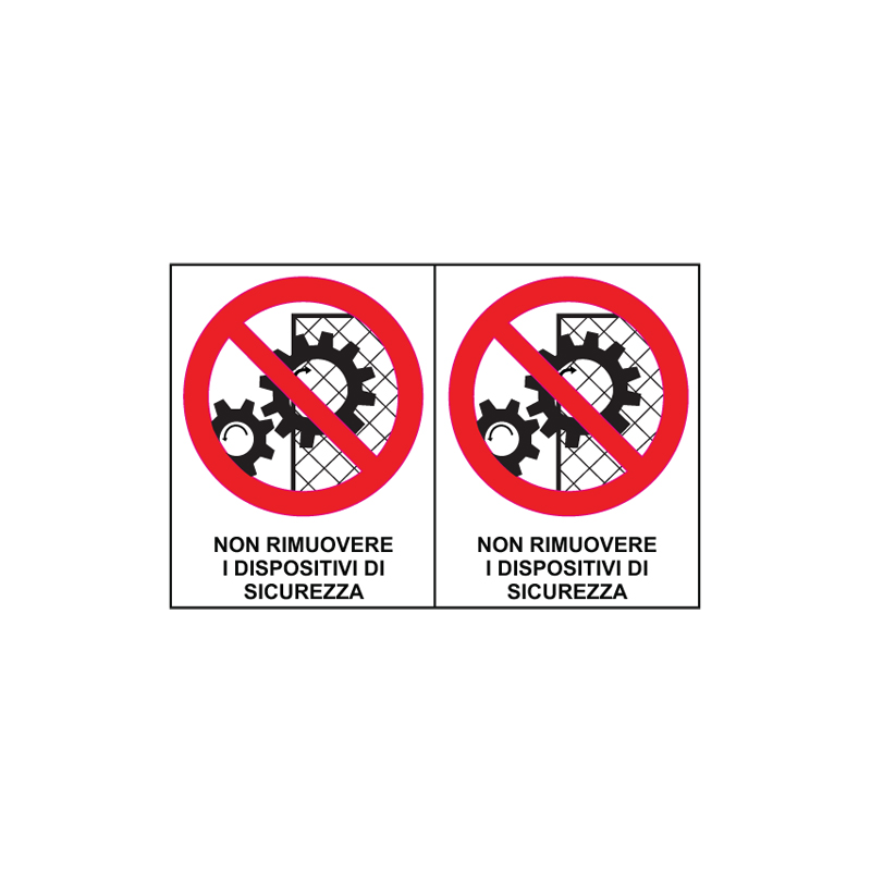 NON RIMUOVERE I DISPOSITIVI DI SICUREZZA ADESIVO MULTIPLO DI 2 250X160 DIVIETO