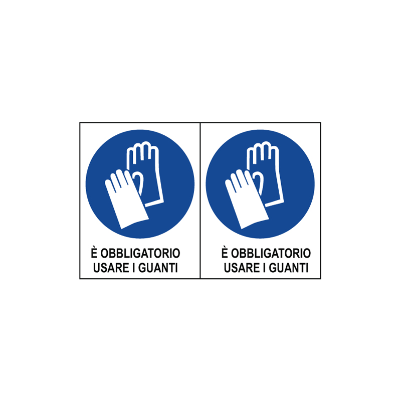 &Egrave; OBBLIGATORIO USARE I GUANTI ADESIVO MULTIPLO DI 2 250X160 DIVIETO