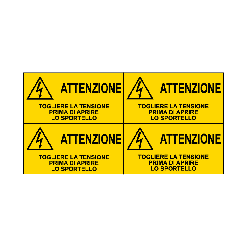ATTENZIONE TOGLIERE TENSIONE ADESIVO MULTIPLO DI 4 330X170 PERICOLO