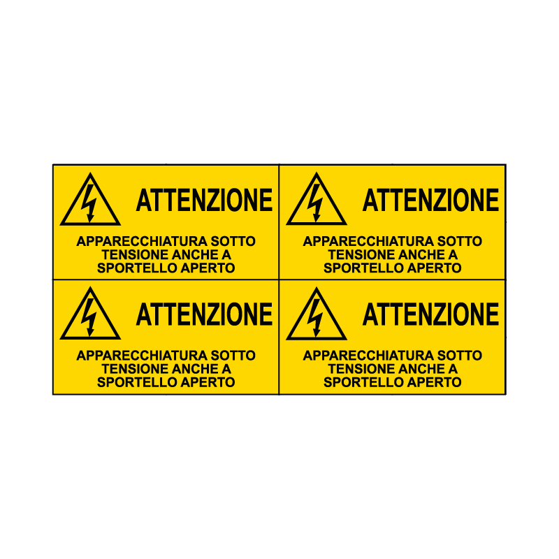 ATTENZIONE APPARECCHIATURE SOTTO ADESIVO MULTIPLO DI 4 330X170 PERICOLO