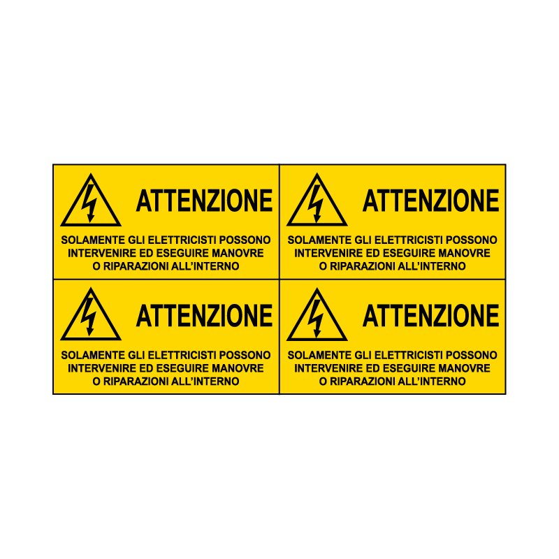 ATTENZ.  SOLAMENTE GLI ELETTRICISTI ADESIVO MULTIPLO DI 4 330X170 PERICOLO
