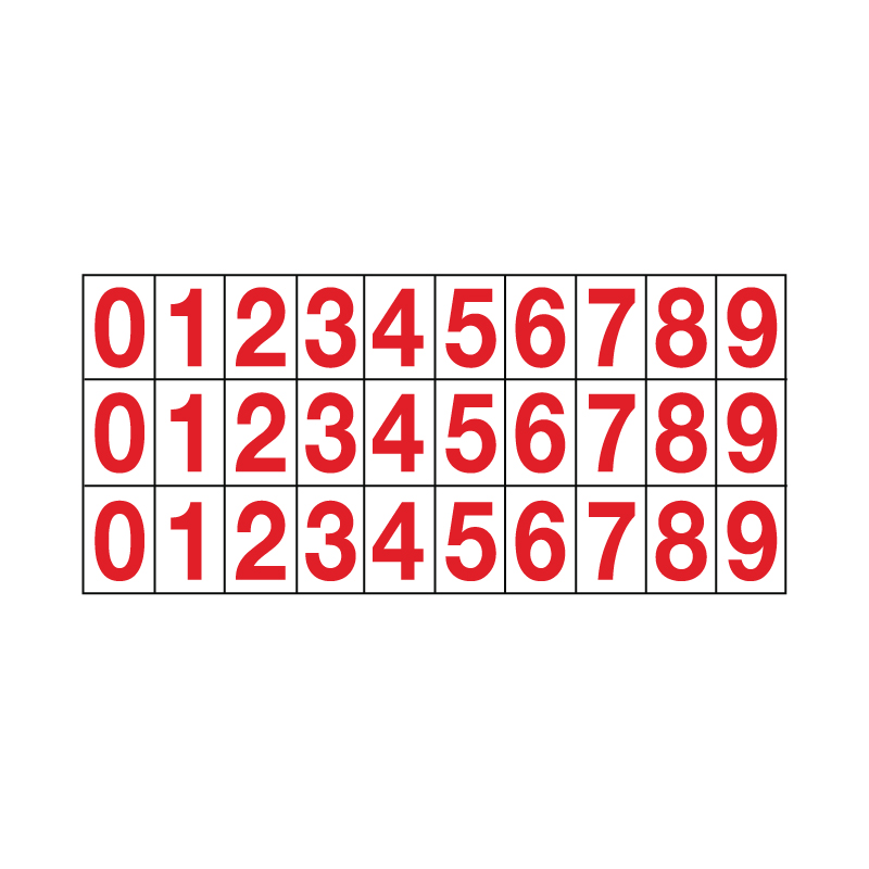 NUMERI BIANCO ROSSO 0 - 9 ADESIVO  MULTIPLO 30 200X90 NUMERI