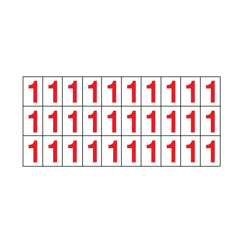 NUMERI BIANCO ROSSO 1 ADESIVO  MULTIPLO 30 200X90 NUMERI