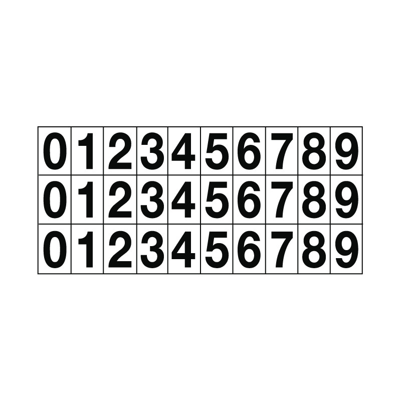 NUMERI BIANCO NERO 0 - 9 ADESIVO  MULTIPLO 30 200X90 NUMERI