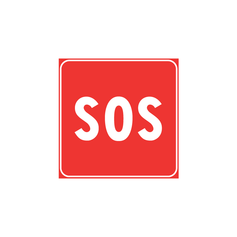 SOS CARTELLO QUADRATO 60X60 CM LAMIERA SCATOLATA CLASSE 1