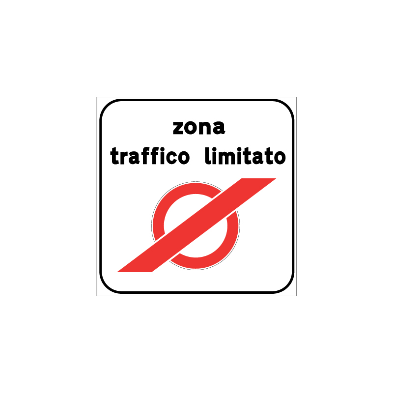 FINE ZONA A TRAFFICO LIMITATO CARTELLO 60X60 CM LAMIERA SCATOLATA CLASSE 1