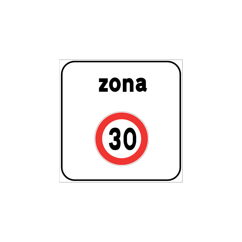 ZONA A VELOCITA' LIMITATA CARTELLO QUAD. 60X60 CM LAMIERA SCATOLATA CLASSE 1