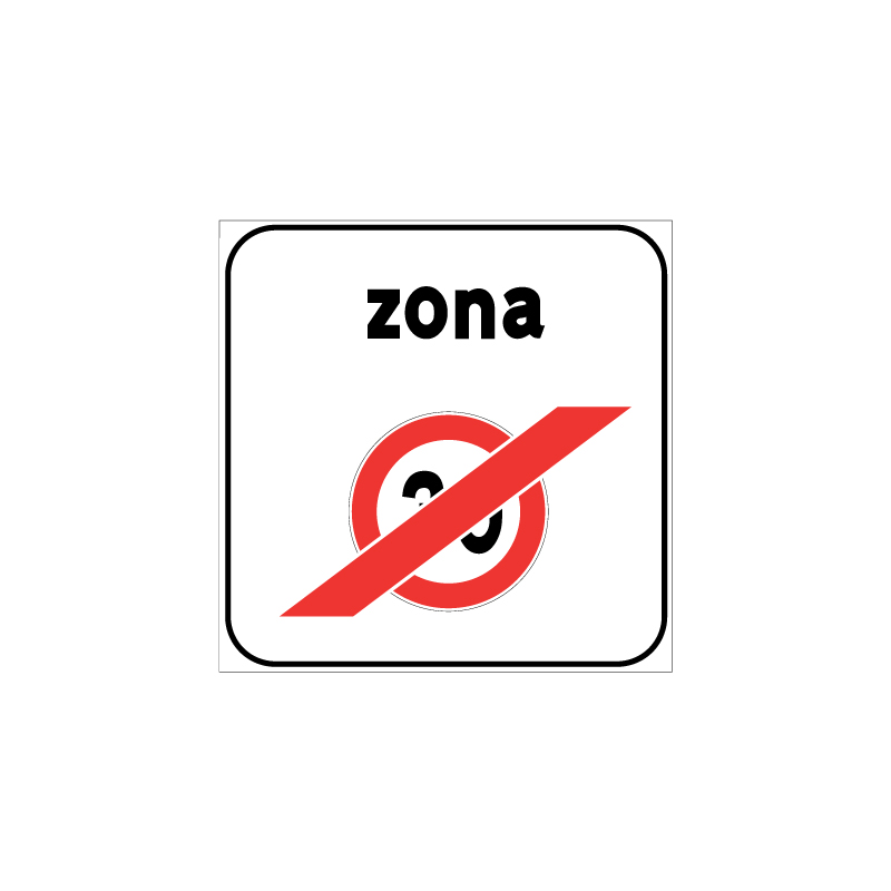FINE ZONA A VELOCITA LIMITATA CARTELLO QUADRATO 60X60 CM LAMIERA SCATOLATA CL.1