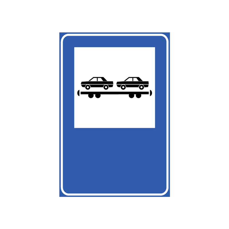 AUTO SU TRENO FIG.372 CARTELLO LAMIERA SCATOLATA 60X90 CM CLASSE 1