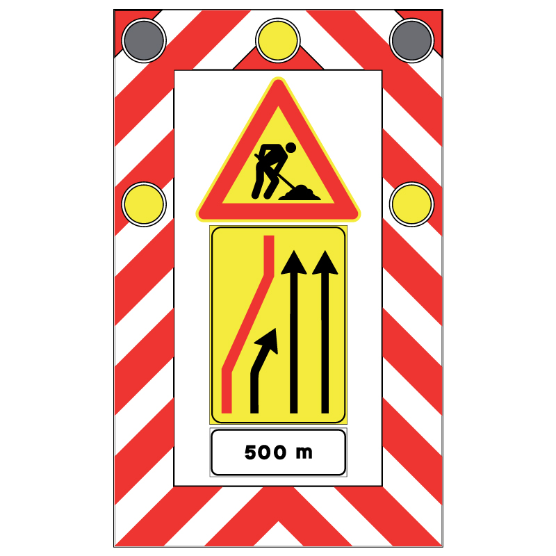 SEGNALE MOBILE DI PREAVVISO STRUTTURA IN FERRO ZINCATO E ALLUMINIO 4X2 MT