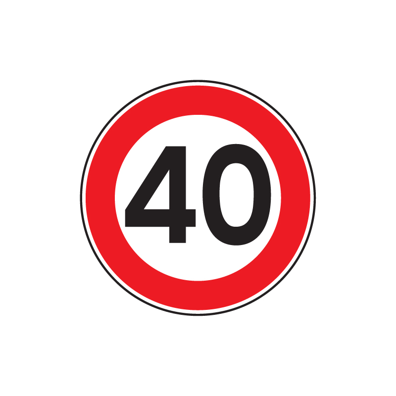 DISCO DA 60 LIMITE V. 40 KM/H FIG.50 CLASSE 1 IN LAMIERA SCATOLATA