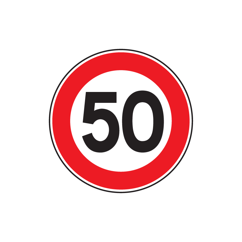 DISCO DA 60 LIMITE V. 50 KM/H FIG.50 CLASSE 1 IN LAMIERA SCATOLATA
