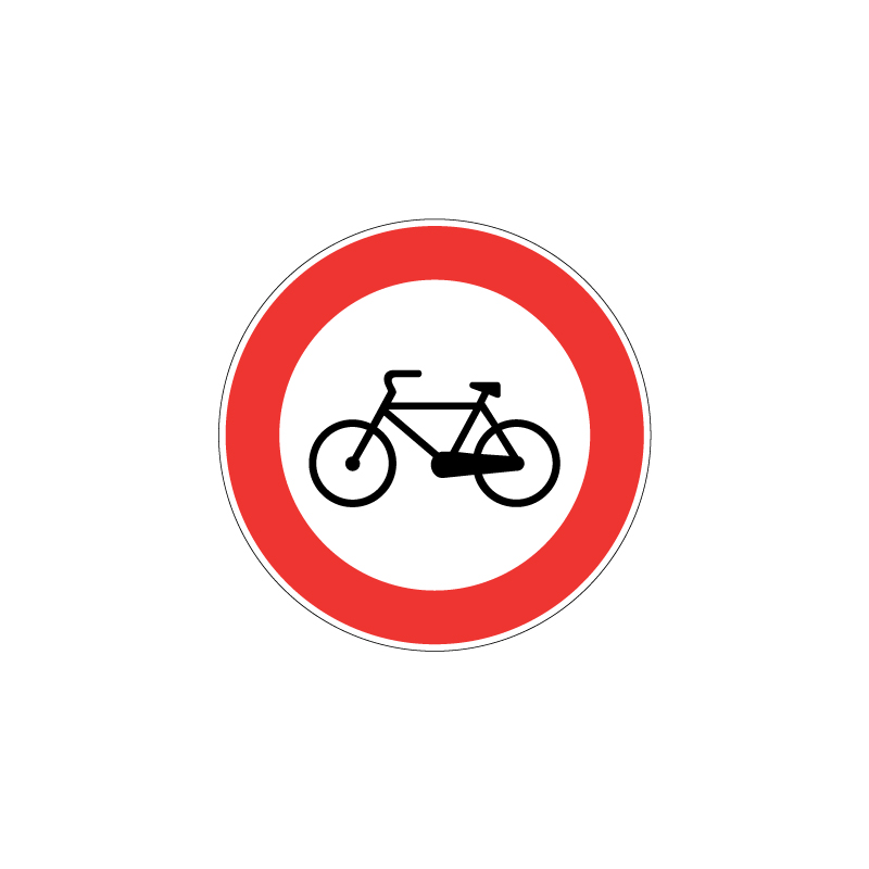 DISCO DA 60 CM TRANSITO VIETATO ALLE  BICICLETTE LAMIERA CLASSE 1