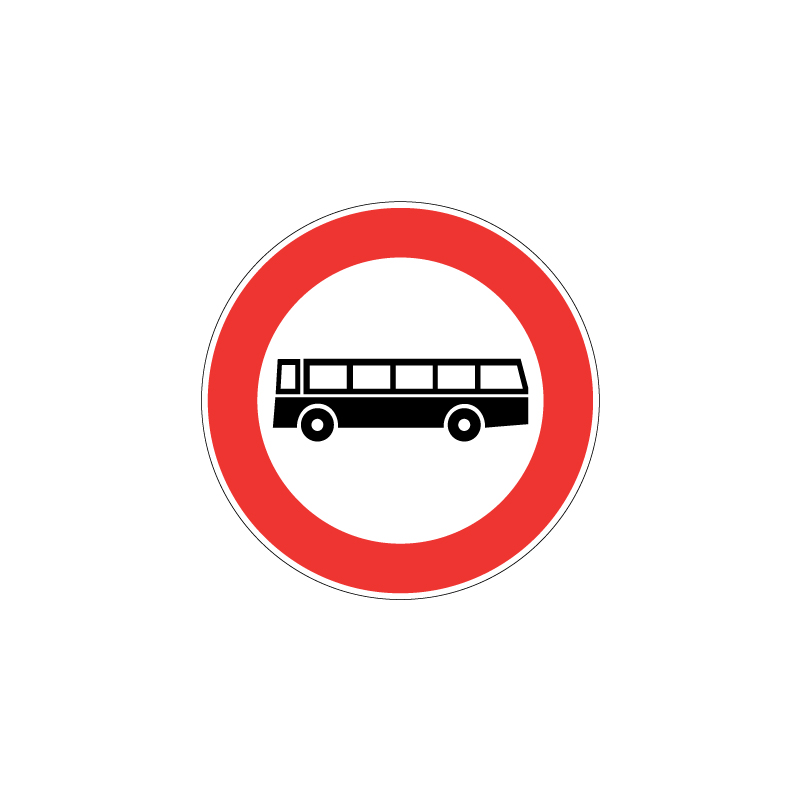 DISCO DA 60 CM TRANSITO VIETATO AGLI  AUTOBUS LAMIERA CLASSE 1