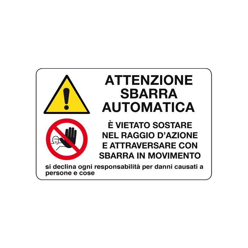 ATTENZIONE SBARRA AUTOMATICA CARTELLO ALLUMINIO 300X200 MULTISIMBOLO