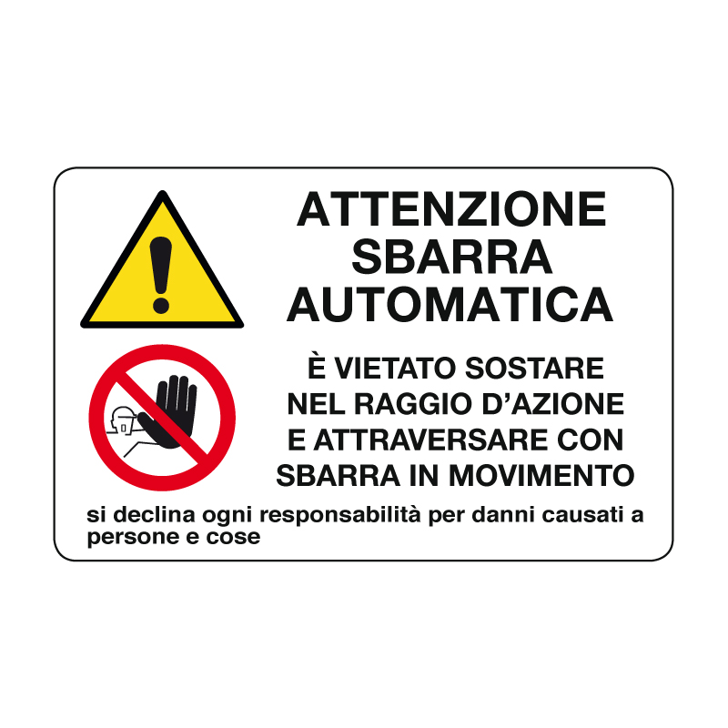 ATTENZIONE SBARRA AUTOMATICA CARTELLO ALLUMINIO 500X330 MULTISIMBOLO