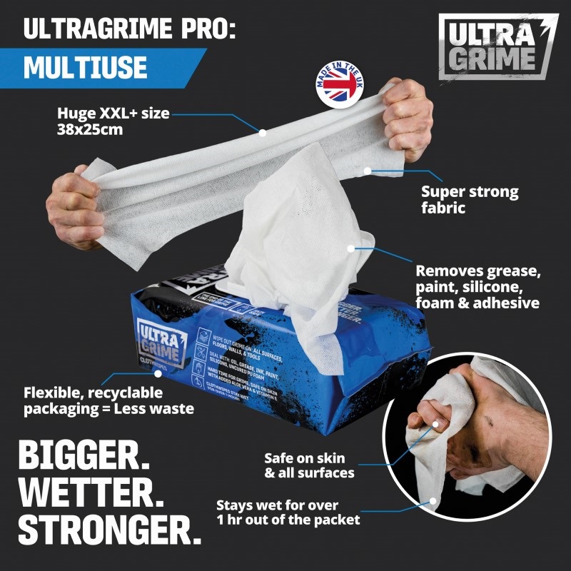 SALVIETTE TNT MULTIUSE ULTRAGRIME PRO  BOX DA 100 PZ X GRASSO PITTURA SILICONE