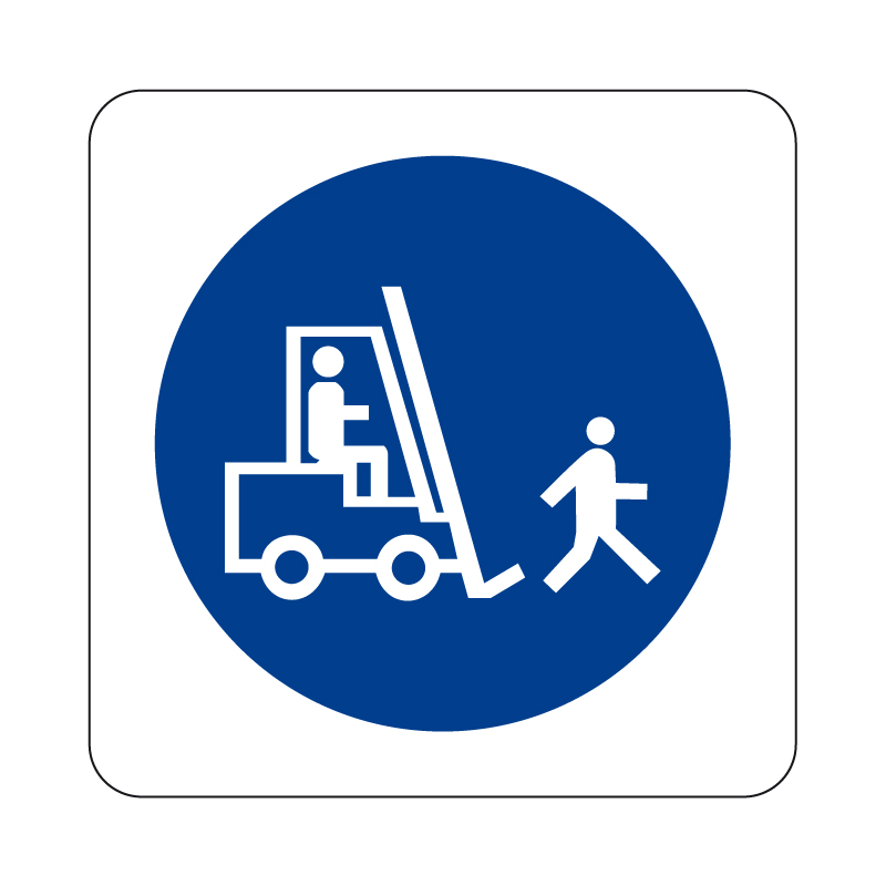&Egrave; OBBLIG. AI CARR. PROC. A PASSO D'UOMO CARTELLO ALLUMINIO 230X230 OBBLIGO