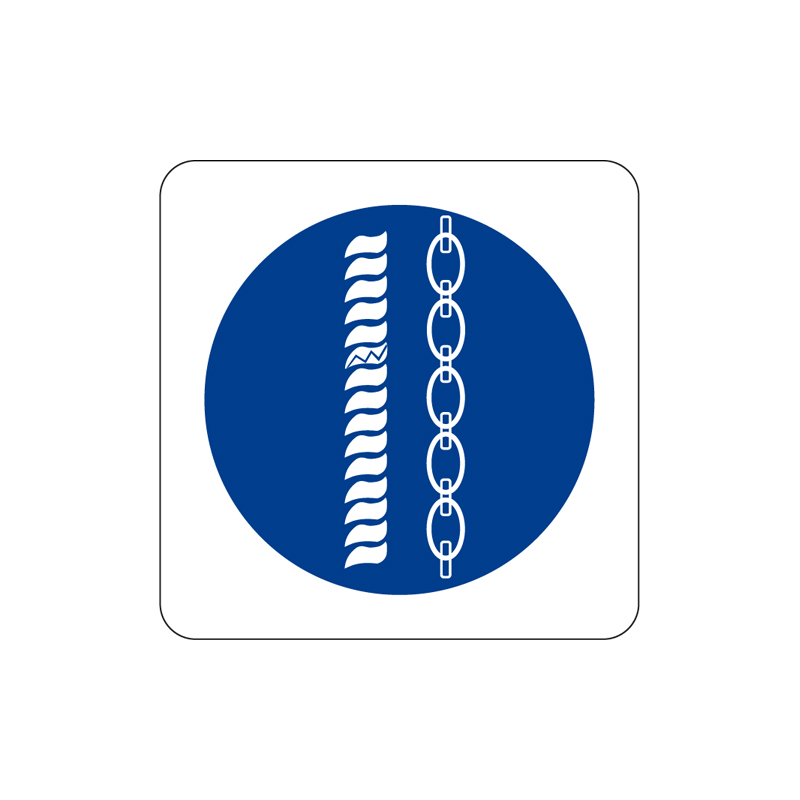 CONTROLLARE PERIODIC. FUNI E CATENE CARTELLO ALLUMINIO 125X125 OBBLIGO