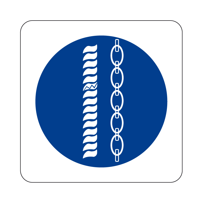 CONTROLLARE PERIODIC. FUNI E CATENE CARTELLO ALLUMINIO 230X230 OBBLIGO