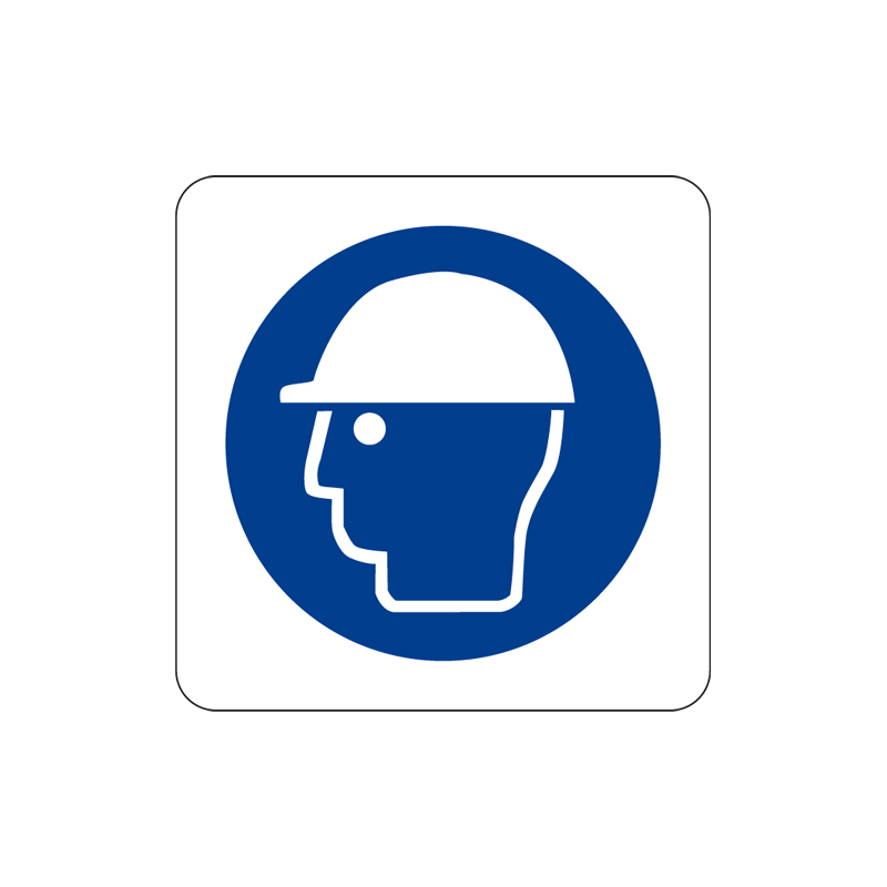 &Egrave; OBBLIG. INDOSS. IL CASCO PROTETTIVO CARTELLO ADESIVO 125X125 OBBLIGO