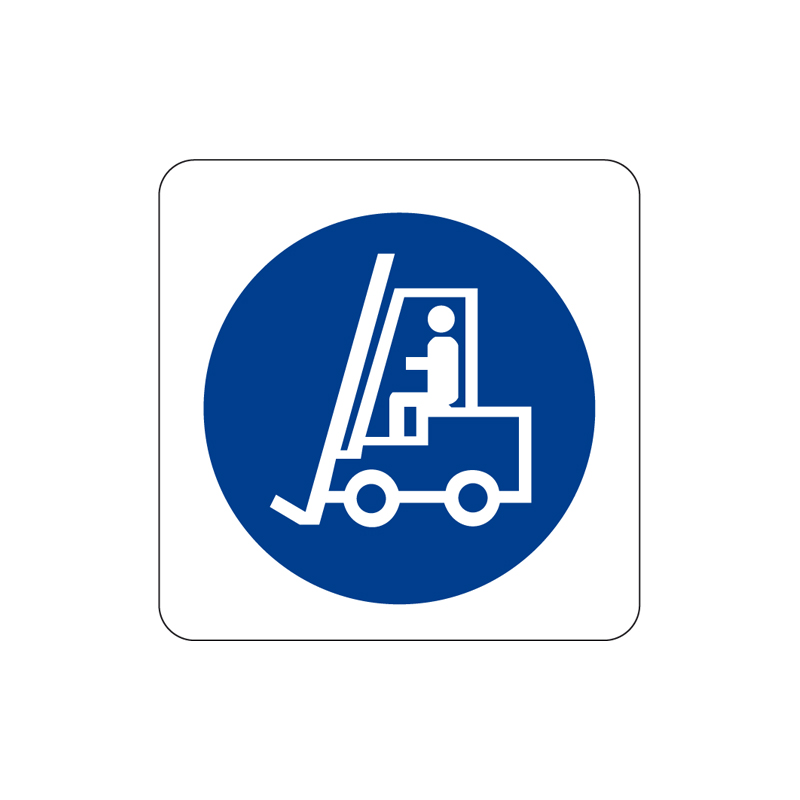 OBBLIGO CARRELLI ELEVATORI CARTELLO ALLUMINIO 125X125 OBBLIGO