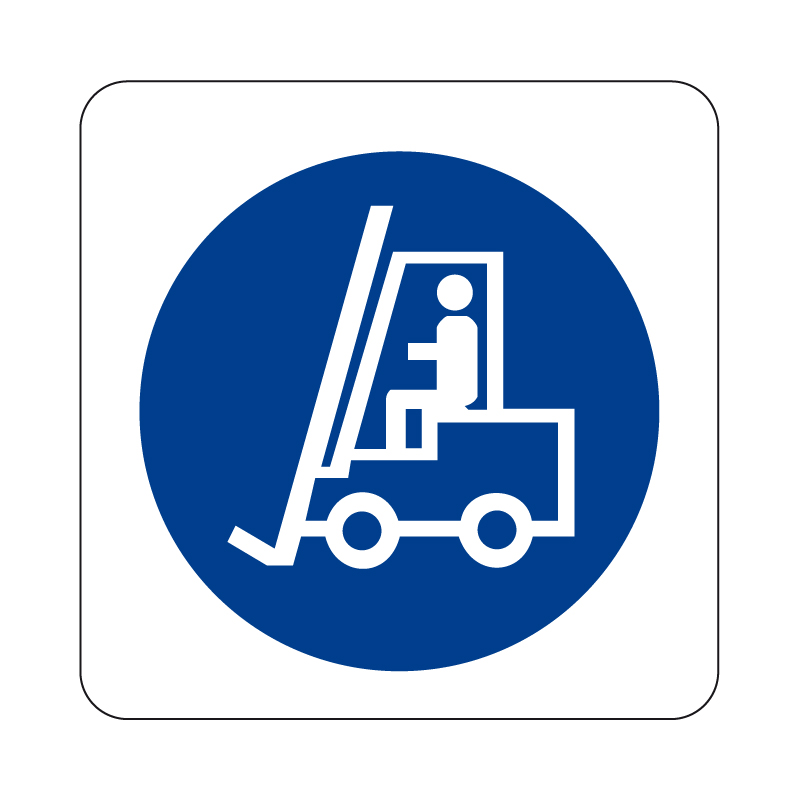 OBBLIGO CARRELLI ELEVATORI CARTELLO ALLUMINIO 230X230 OBBLIGO