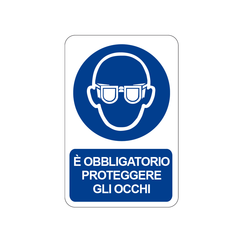 &Egrave; OBBLIGATORIO PROTEGGERE GLI OCCHI CARTELLO ALLUMINIO 200X300 OBBLIGO