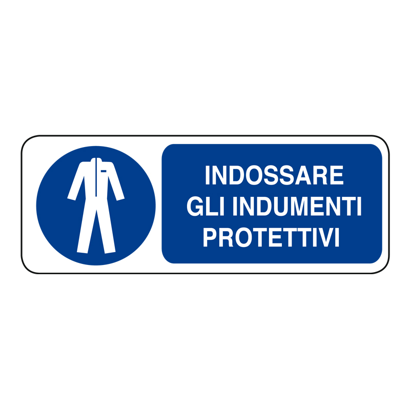 INDOSSARE GLI INDUMENTI PROTETTIVI CARTELLO ALLUMINIO 330X125 OBBLIGO