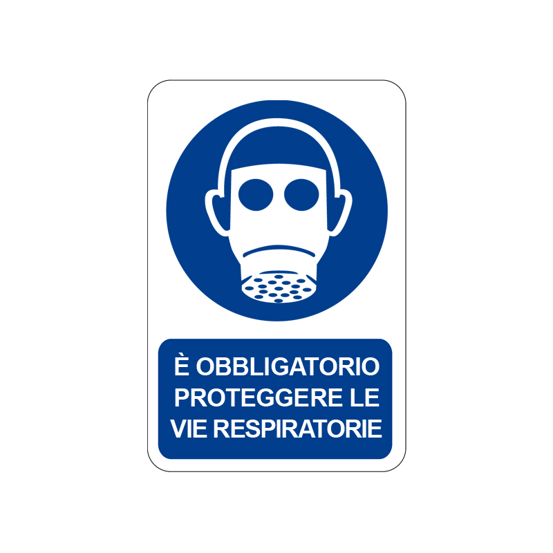 &Egrave; OBBLIG. PROTEGGERE LE VIE RESPIRATORIE CARTELLO ALLUMINIO 200X300 OBBLIGO