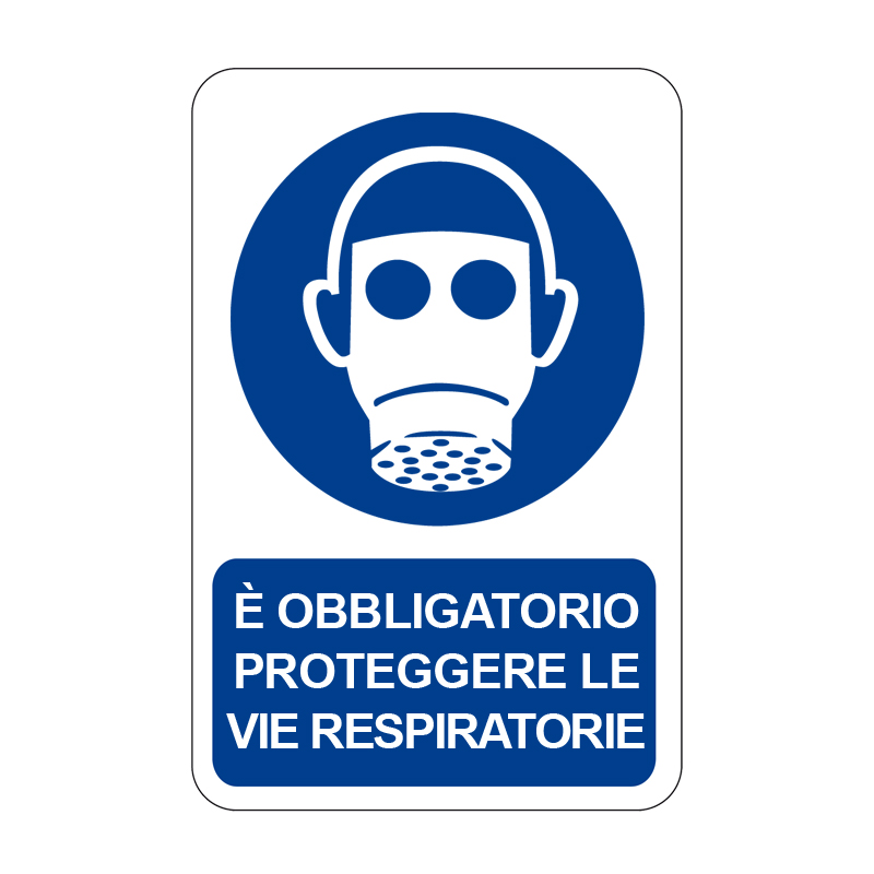 &Egrave; OBBLIG. PROTEGGERE LE VIE RESPIRATORIE CARTELLO ALLUMINIO 330X500 OBBLIGO