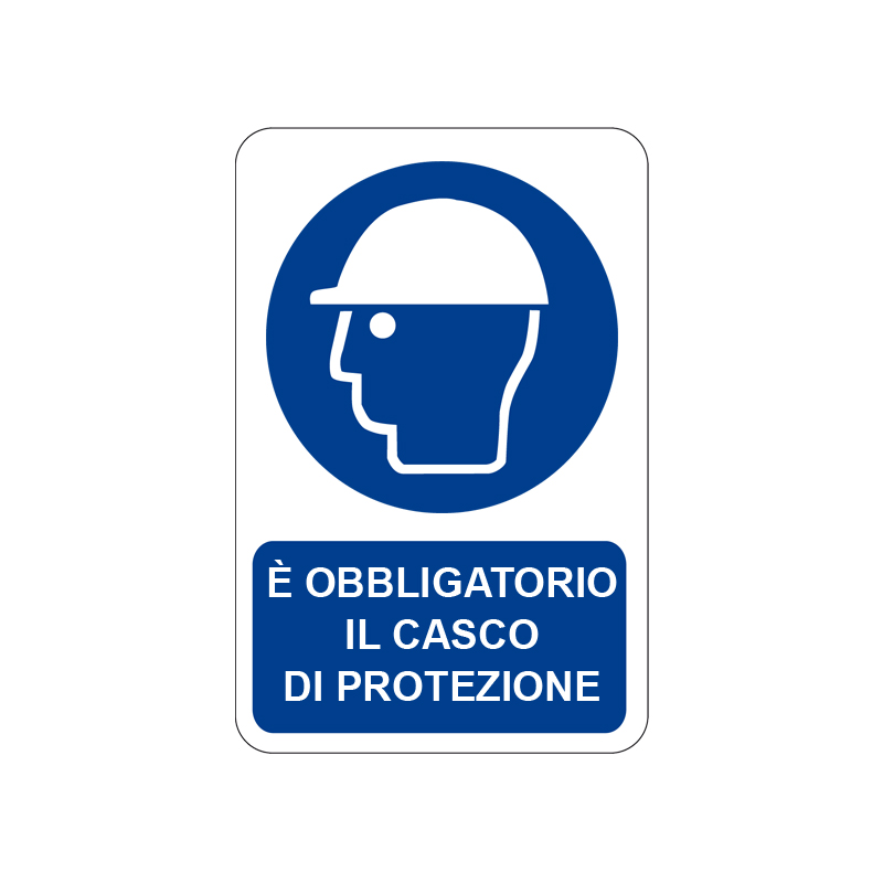 &Egrave; OBBLIGATORIO IL CASCO DI PROTEZIONE CARTELLO ALLUMINIO 200X300 OBBLIGO