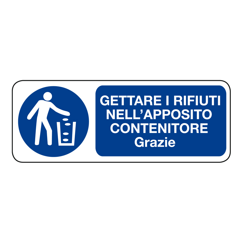 GETTARE I RIFIUTI NELL'APP. CONTENITORE CARTELLO ALLUMINIO 330X125 OBBLIGO