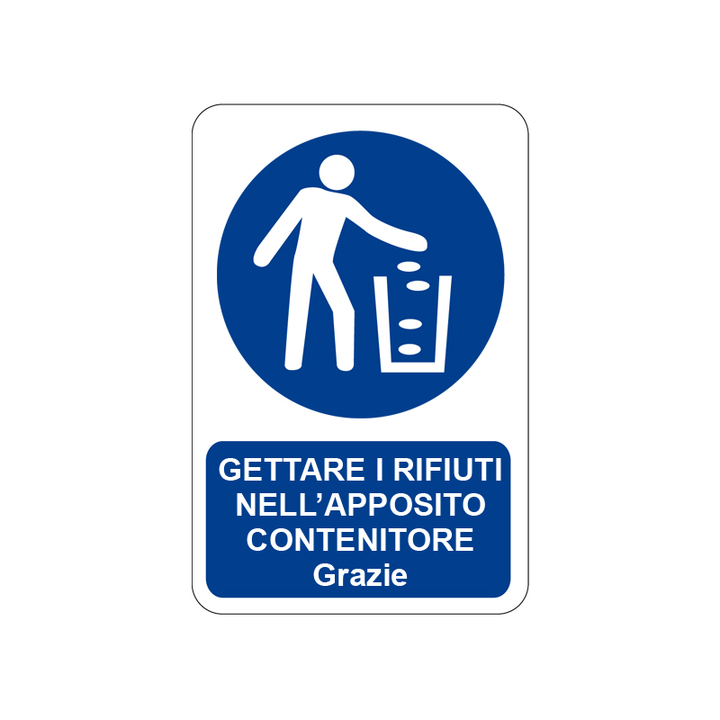 GETTARE I RIFIUTI NELL'APP. CONTENITORE CARTELLO ALLUMINIO 200X300 OBBLIGO