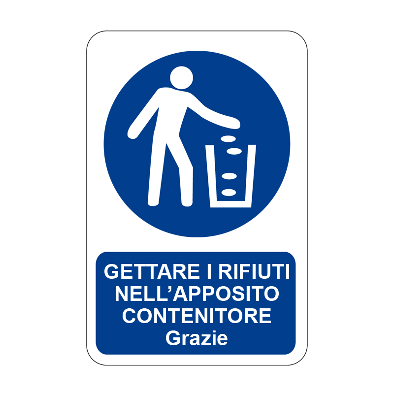 GETTARE I RIFIUTI NELL'APP. CONTENITORE CARTELLO ALLUMINIO 330X500 OBBLIGO