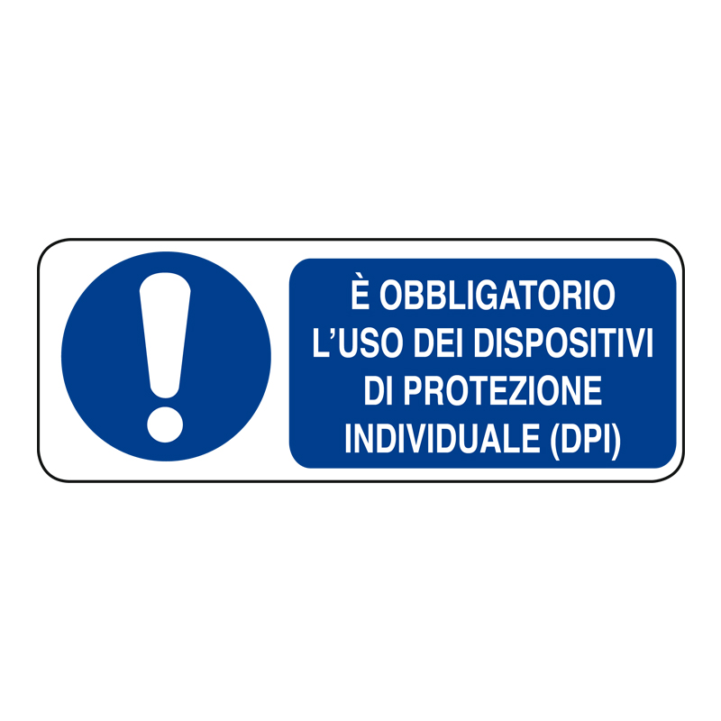 &Egrave; OBBL. L'USO DEI DISP. DI PROT. INDIV. CARTELLO ALLUMINIO 330X125 OBBLIGO