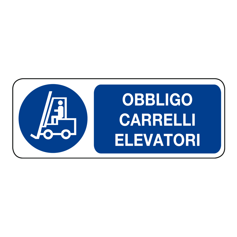 OBBLIGO CARRELLI ELEVATORI CARTELLO ALLUMINIO 330X125 OBBLIGO