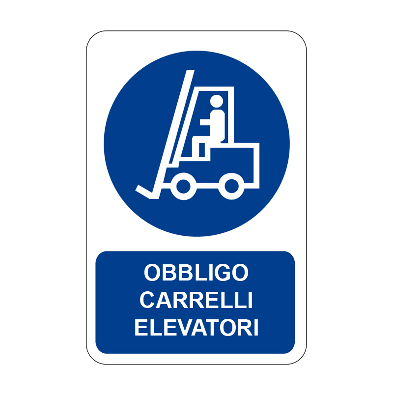 OBBLIGO CARRELLI ELEVATORI CARTELLO ALLUMINIO 330X500 OBBLIGO