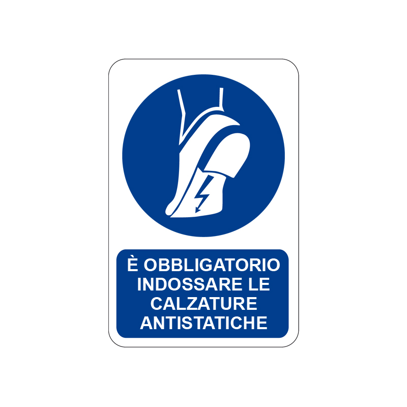 &Egrave; OBBLIG. INDOSS. LE CALZ. ANTISTATICHE CARTELLO ALLUMINIO 200X300 OBBLIGO