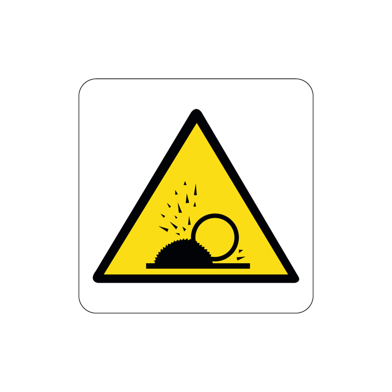 PERICOLO PROIEZIONI DI SCHEGGE CARTELLO ALLUMINIO 125X125 PERICOLO