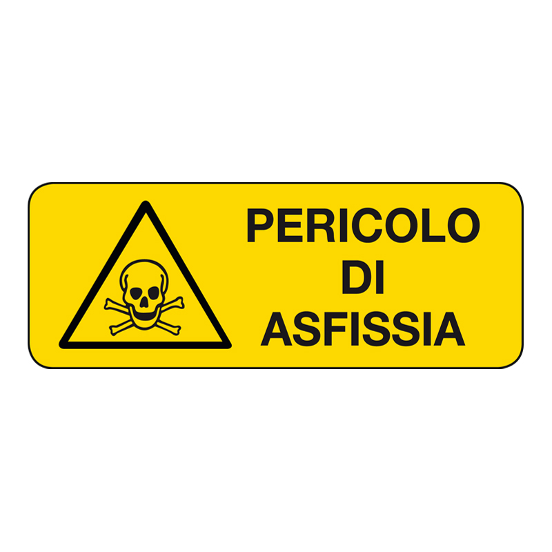 PERICOLO DI ASFISSIA CARTELLO ADESIVO 330X125 PERICOLO