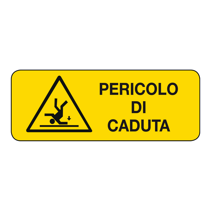 PERICOLO DI CADUTA CARTELLO ADESIVO 330X125 PERICOLO