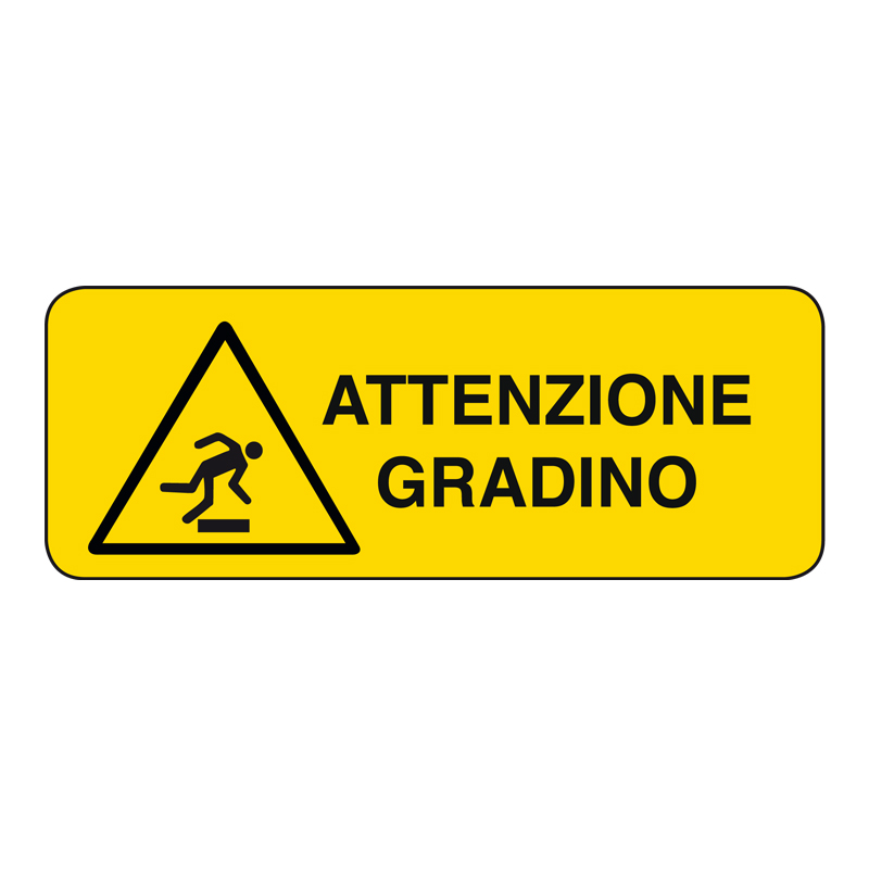 ATTENZIONE GRADINO CARTELLO ADESIVO 330X125 PERICOLO