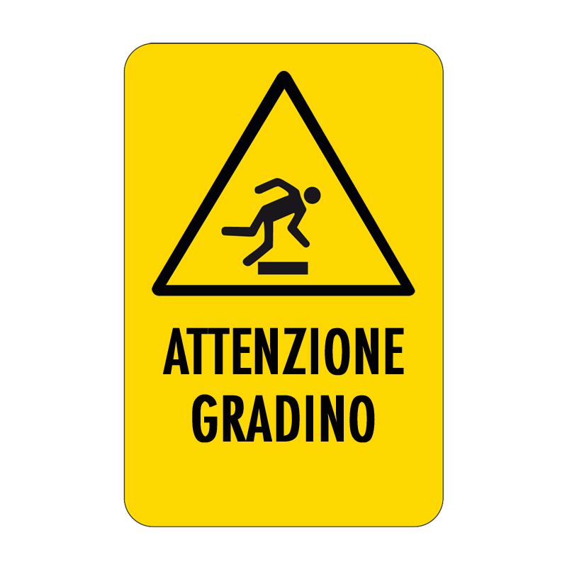 ATTENZIONE GRADINO CARTELLO ALLUMINIO 330X500 PERICOLO