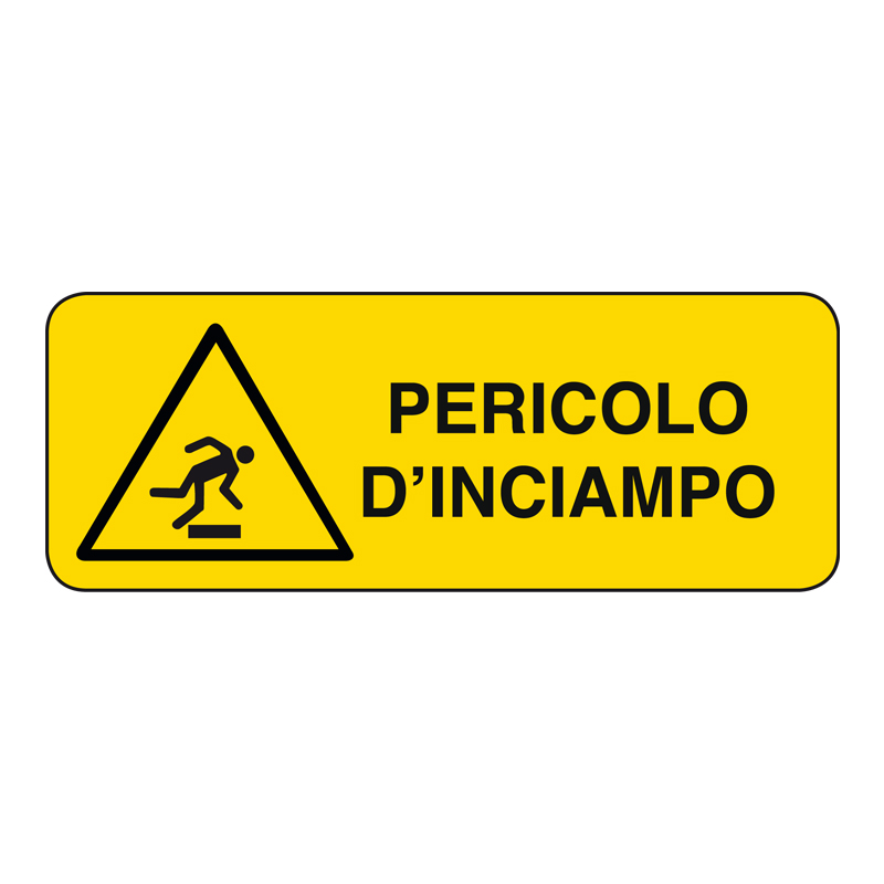 PERICOLO D'INCIAMPO CARTELLO ADESIVO 330X125 PERICOLO