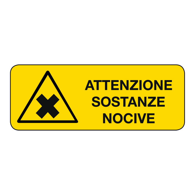 ATTENZIONE SOSTANZE NOCIVE CARTELLO ADESIVO 330X125 PERICOLO